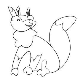 American fox black and white clipart