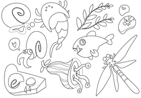 Ancient animals black and white vector