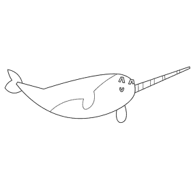 Arctic narval black and white clipart