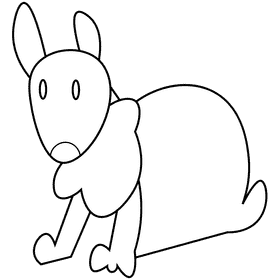 Arctic rabbit black and white clipart