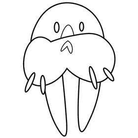 Arctic walrus black and white clipart