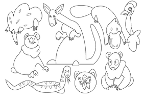 Australian animals black and white vector