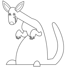 Australian kangaroo black and white clipart