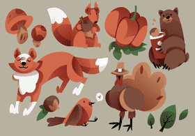 Autumn animals vector