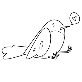 Autumn bird black and white clipart