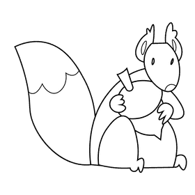 Autumn squirrel black and white clipart