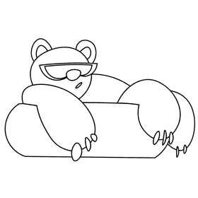 Beach bear black and white clipart