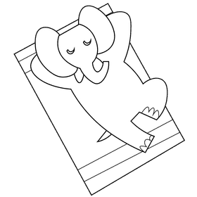 Beach elephant black and white clipart