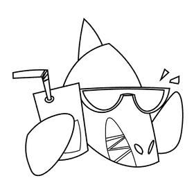 Beach shark black and white clipart