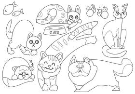 Cats black and white vector