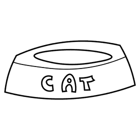 Cats bowl black and white clipart