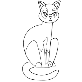 Cats sitting black and white clipart