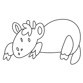 Chinese calendar animal lying black and white clipart