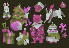 Christmas animals vector