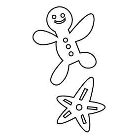 Christmas gingerbread black and white clipart