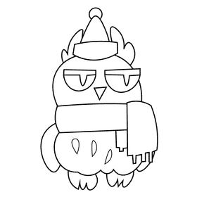 Christmas owl black and white clipart