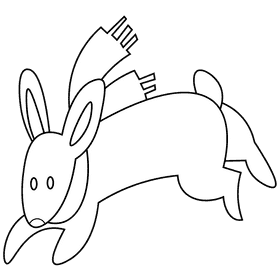 Christmas rabbit black and white clipart