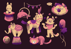 Circus animals vector