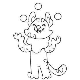 Circus cat black and white clipart