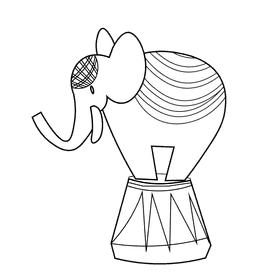 Circus elephant black and white clipart
