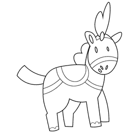 Circus pony black and white clipart