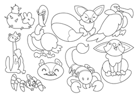 Desert animals black and white vector