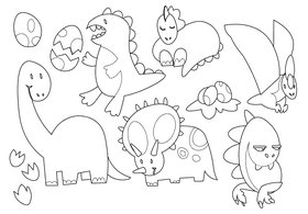 Dinosaurs black and white vector