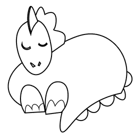 Dinosaurs sleep black and white clipart