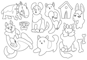 Dogs black and white vector