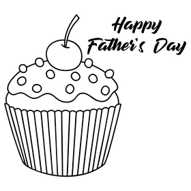Happy Fathers day cake black and white clipart