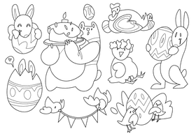Easter animals black and white vector