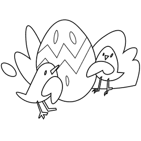 Easter chicks black and white clipart