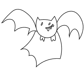 Fairytale bat black and white clipart