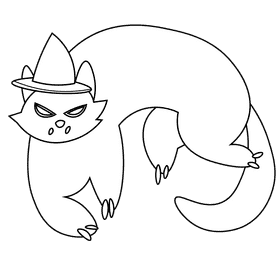 Fairytale cat black and white clipart