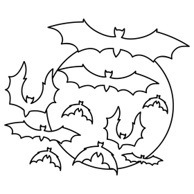 Halloween bats black and white clipart