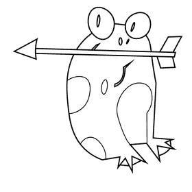 Fairytale frog black and white clipart
