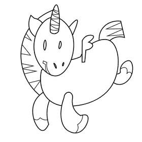 Fairytale unicorn black and white clipart