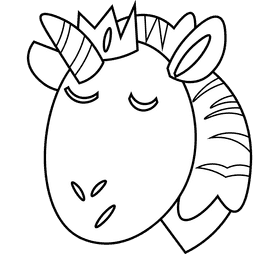 Fairytale unicorn head black and white clipart