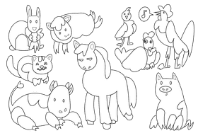 Farm animals black and white vector