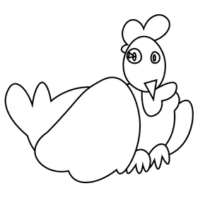 Farm hen black and white clipart