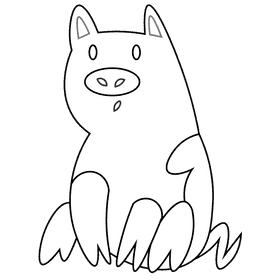 Farm pig black and white clipart