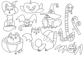 Halloween animals black and white vector