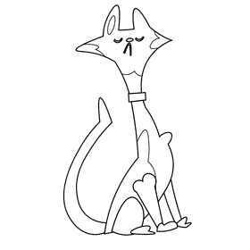 Home cat black and white clipart