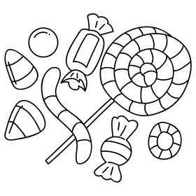 Halloween candy drawing black and white clipart