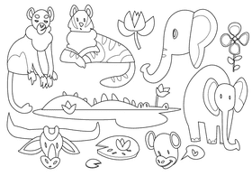 India animals black and white vector