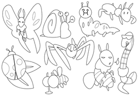 Insects black and white vector