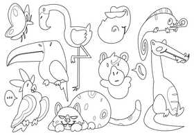 Jungle animals black and white vector