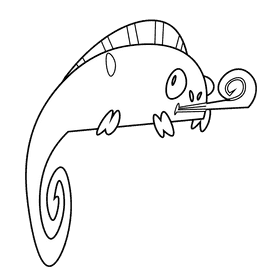 Jungle chameleon black and white clipart