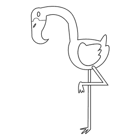 Jungle flamingo black and white clipart