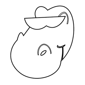 Jungle hippopotamus black and white clipart